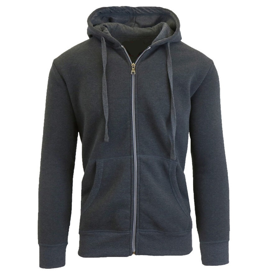 24 Pack Adult Size Unisex Zip Up Hooded Sweatshirt - Heather Grey-Wholesale School Uniforms