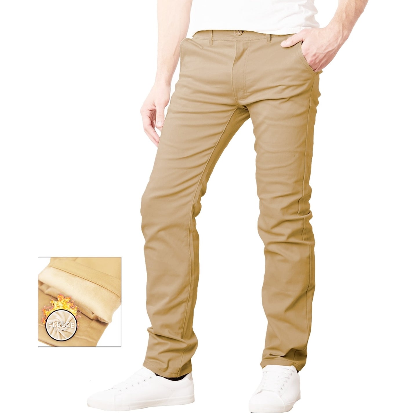 24 Pack Men's Stretch Fleece Lined Chino Pants - Black