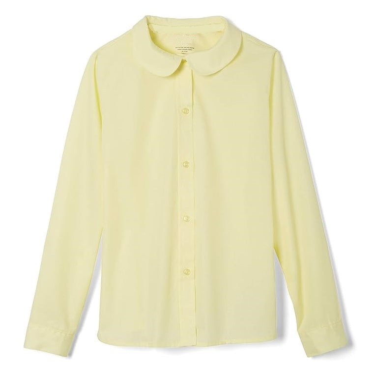 36 Pack Girls Long Sleeve Peter Pan Dress Shirt - White