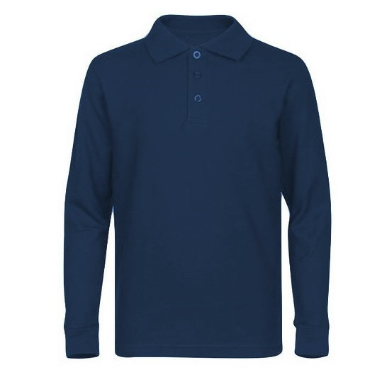 36 Pack Boys Long Sleeve School Uniform Polo Shirt - Navy-Wholesale School Uniforms