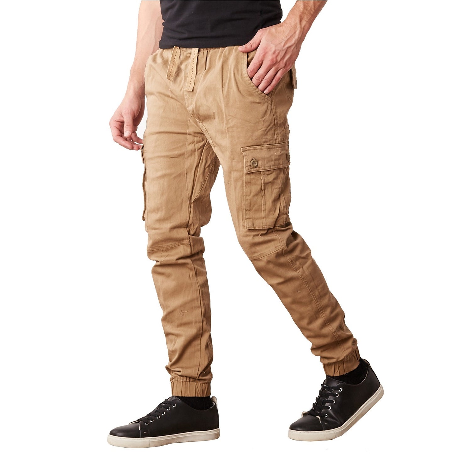 24 Pack Men's Drawstring Jogger Style Cargo Pants - Khaki-Wholesale School Uniforms