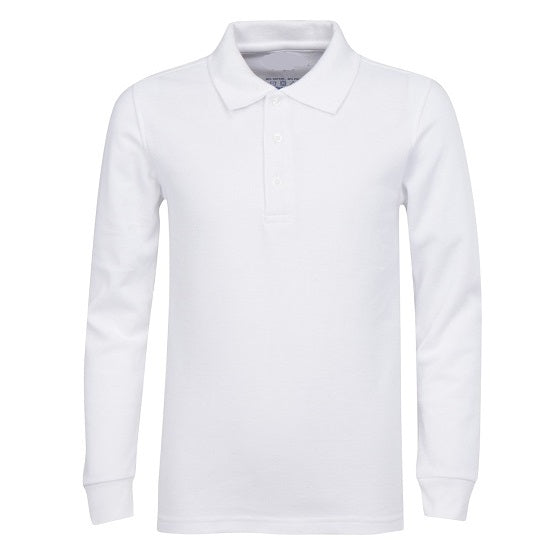 Wholesale Men's Long Sleeve School Uniform Polo Shirt White