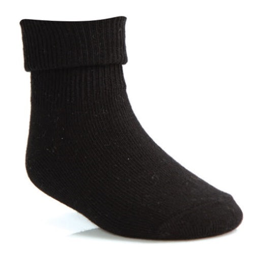 60 Pack Young Girl's Rolled Socks in Black-Wholesale School Uniforms