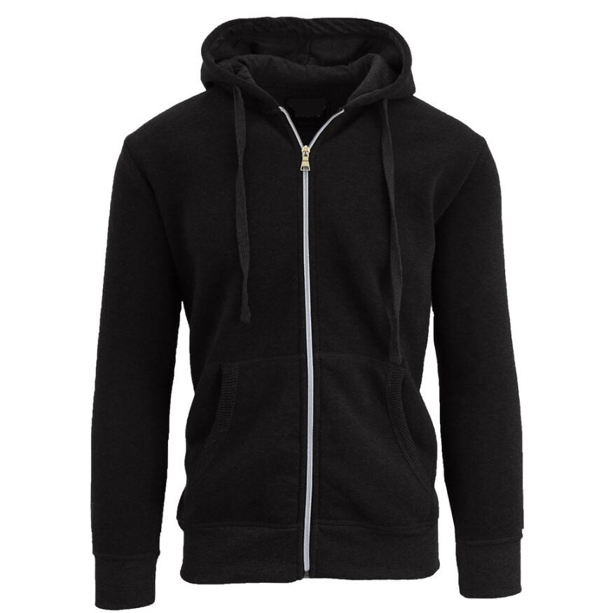 24 Pack Adult Size Unisex Zip Up Hooded Sweatshirt - Black-Wholesale School Uniforms