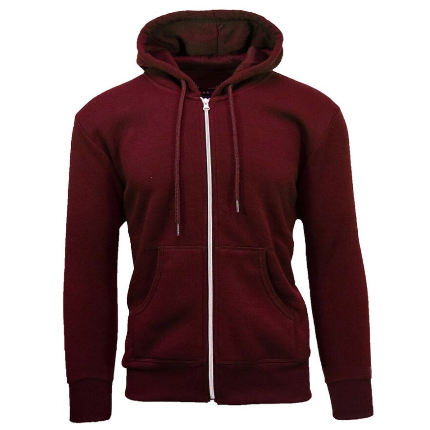 24 Pack Adult Size Unisex Zip Up Hooded Sweatshirt - Red-Wholesale School Uniforms