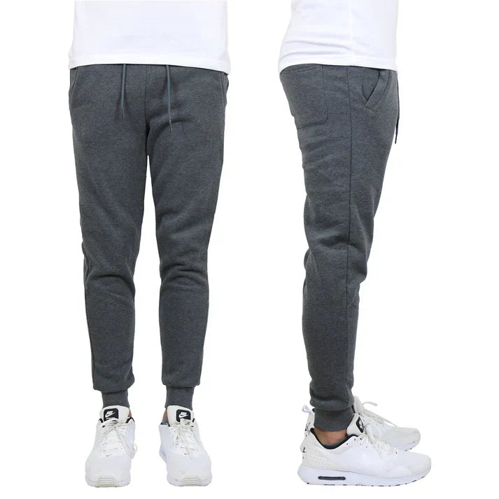 24 Pack Adult Size Fleece Jogger Sweatpants - Heather Grey-Wholesale School Uniforms