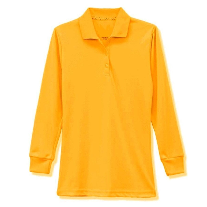 36 Pack Girls Long Sleeve School Uniform Polo Shirt - White-Wholesale School Uniforms