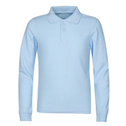 36 Pack Boys Long Sleeve School Uniform Polo Shirt - Light Blue-Wholesale School Uniforms