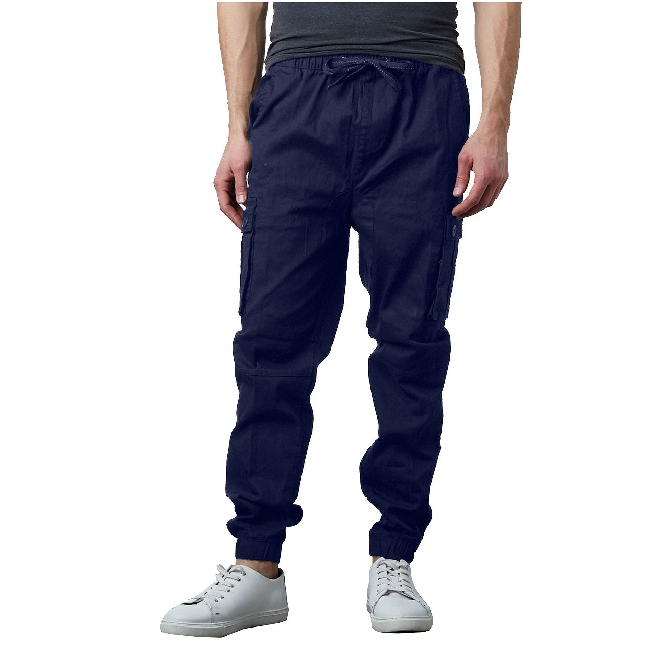 24 Pack Men's Drawstring Jogger Style Cargo Pants - Black-Wholesale School Uniforms