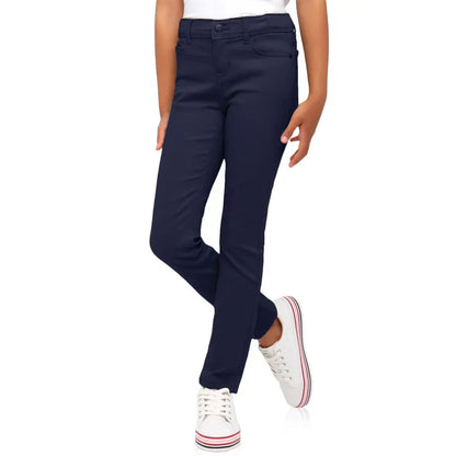 24 Pack Girls Stretch Skinny School Uniform Pants - Grey-Wholesale School Uniforms