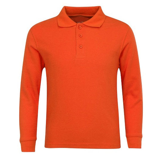 36 Pack Boy's Long Sleeve School Uniform Polo Shirt - Orange-Wholesale School Uniforms