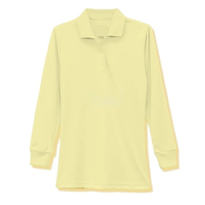 36 Pack Girls Long Sleeve School Uniform Polo Shirt - Yellow-Wholesale School Uniforms
