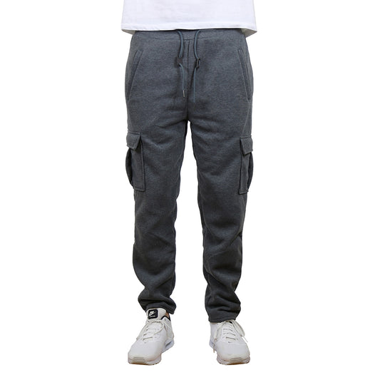 24 Pack Men's Fleece Cargo Jogger Sweatpants - Charcoal
