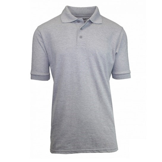 36 Pack Men's Short Sleeve School Uniform Polo Shirt - Heather Grey-Wholesale School Uniforms