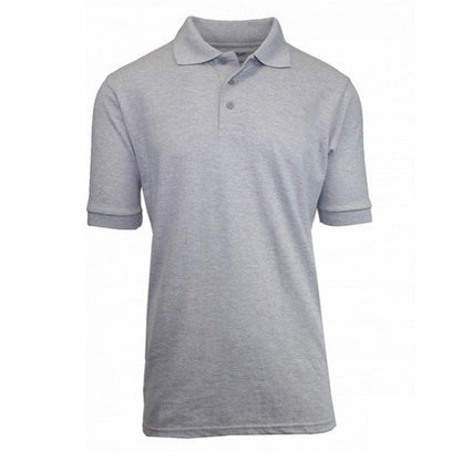 36 Pack Men's Short Sleeve School Uniform Polo Shirt - Heather Grey-Wholesale School Uniforms