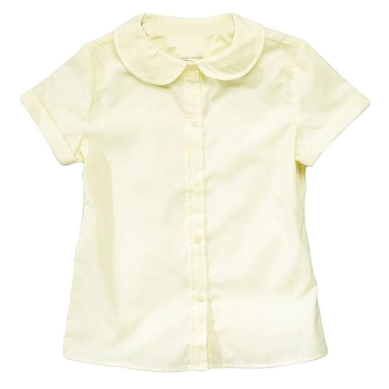 36 Pack Girls Short Sleeve Peter Pan Dress Shirt - Yellow-Wholesale School Uniforms